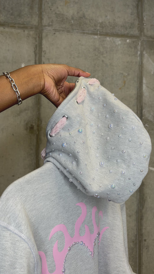 Flaming heart zip up hoodie- 1of1 jacket